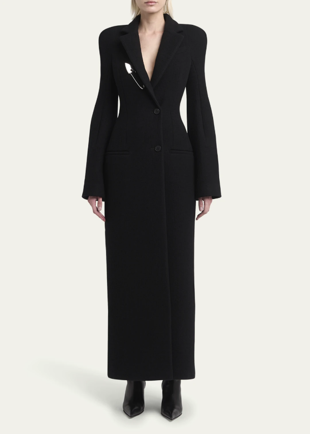 Alexander McQueen Long Wrap Suiting Cashmere Coat